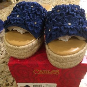 New sapphire platform Carlos Santana slides size 7